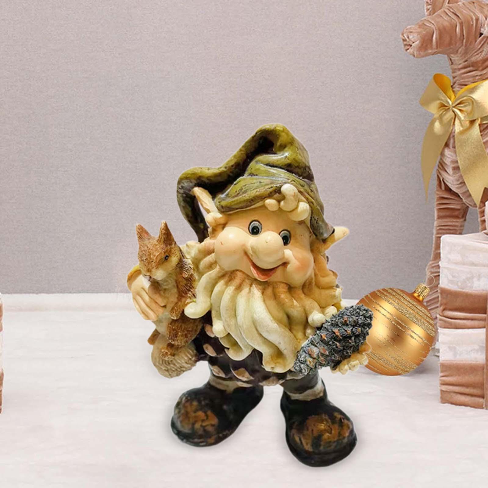 Hierly Gnome Statue Figurine Ornament Decor Resin Artwork Garden Statue for Tabletop Fireplace Living Room Lawn Balcony