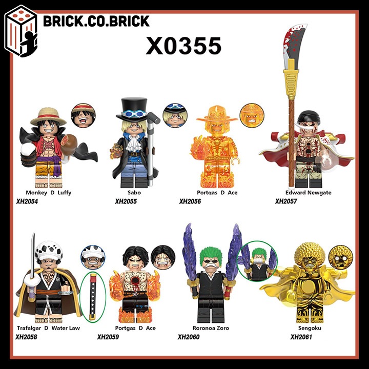 One Piece Đồ chơi Lắp ráp Monkey D Luffy Sabo Portgas D Ace Edward Newgate Mô hình Law Zoro X0355