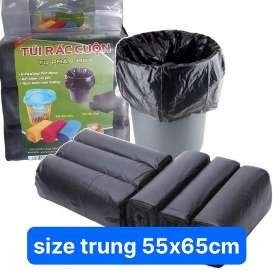Túi đựng rác màu đen size trung 55x65cm