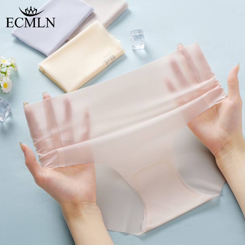 ECMLN Xu Hướng Thời Trang Quần Trong Suốt Cho Nữ Cảm Giác Thoáng Mát 3D Đào Mông Cotton Đáy Quần Giữa Eo Thoáng Khí Nhanh Khô Quần Lót
