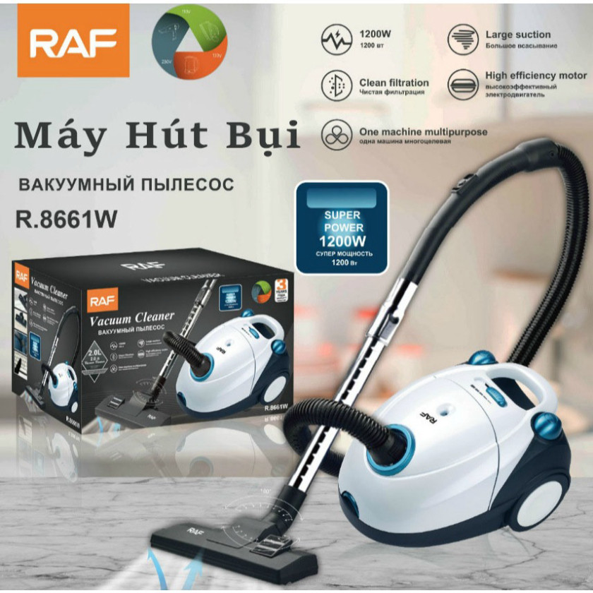Máy hút bụi cầm tay - Máy hút bụi lau nhà - Máy hút bụi gia đình RAF R8861 C119 Lực Hút Mạnh, Sạch Mọi Góc Nhà