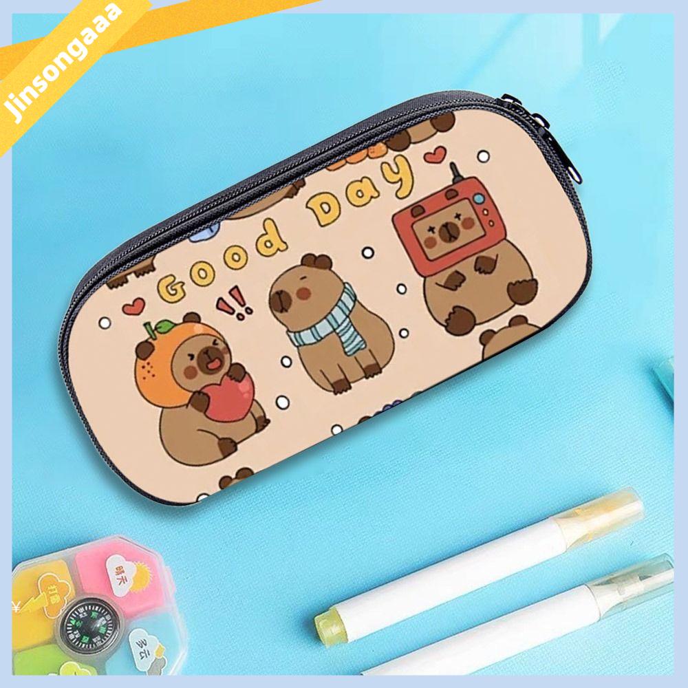 JINSONGAAA Capybara Túi đựng bút Đồ dùng học tập văn phòng Văn phòng phẩm Hộp đựng văn phòng phẩm Di động Polyester Hộp Bút Chì