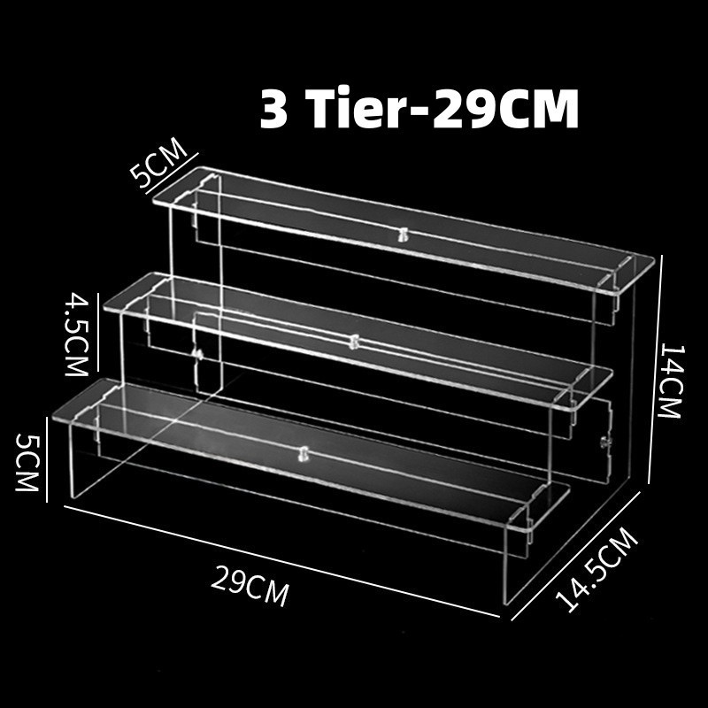 JACIRCLE kệ acrylic 3 tầng hộp trưng bày trong suốt kệ organizer bàn trang điểm kệ nước hoa kệ mỹ phẩm chống bụi