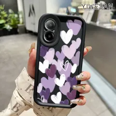 YIWESAN Casing Hp Untuk Realme C67 4G Realme 12 Lite Case ponsel pola Hati ungu dengan kasing HP anti drop pelindung Kesing lensa Peningkatan premium silikon Softcase Cesing