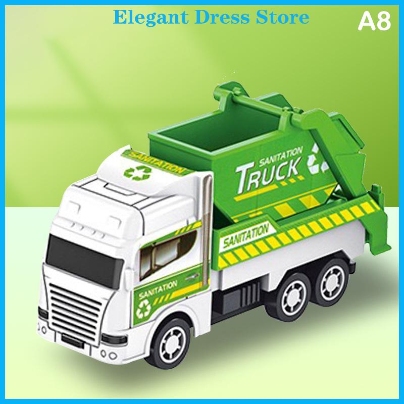 [K&P Elegant]👗👗 Trẻ em Đồ chơi xe hơi quán tính vệ sinh xe tải mô hình kéo trở lại kỹ thuật quân sự Xe chữa cháy động cơ bé trai đồ chơi cho trẻ em Quà tặng - 5