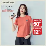 GIORDANO Áo Phông Nữ 100% Cotton Nhỏ Thêu Tee Cổ Tròn Tay Ngắn Đơn Giản Thời Trang Mùa Hè Áo Phông Free Shipping 13324321