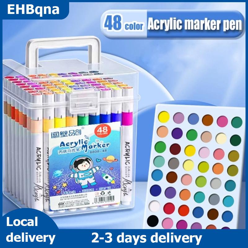 EHBqna Acrylic Marker Set Large Capacity Square Box Marker Painting Coloring Set Art Supplies 12 24 36 48 60 80 100 120 Color