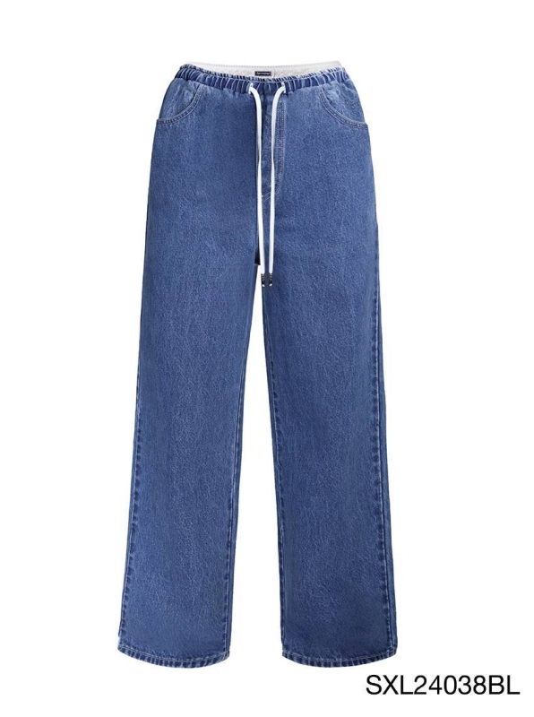 MERGE X SABINA Meri Double Waisted Denim Trousers Style No. SXL24038BL - Light Blue ราคา 1,790 บาท*ส่งฟรี