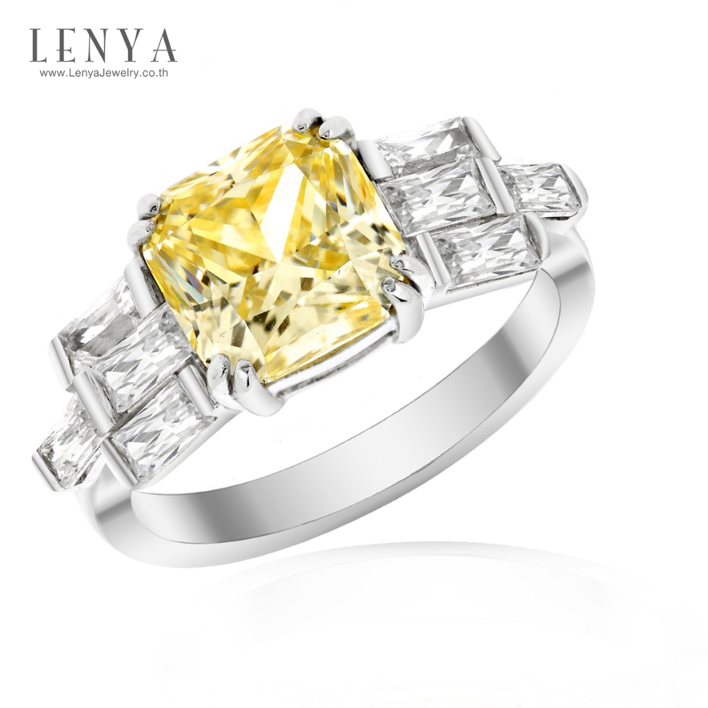 Lenya Fancy Yellow Cz Ring, Diamondlike, Enhances Your Look for Comfortable Everyday Wear. 925 Sterling Silver Body Plated with White Gold ราคา 8,900 บาท*ส่งฟรี