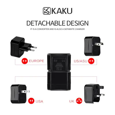 【SG Seller】KAKU Universal Travel Power Adapter, International Charger Adapter Travel Plug for UK/USA/EU/AUS 150 Countries