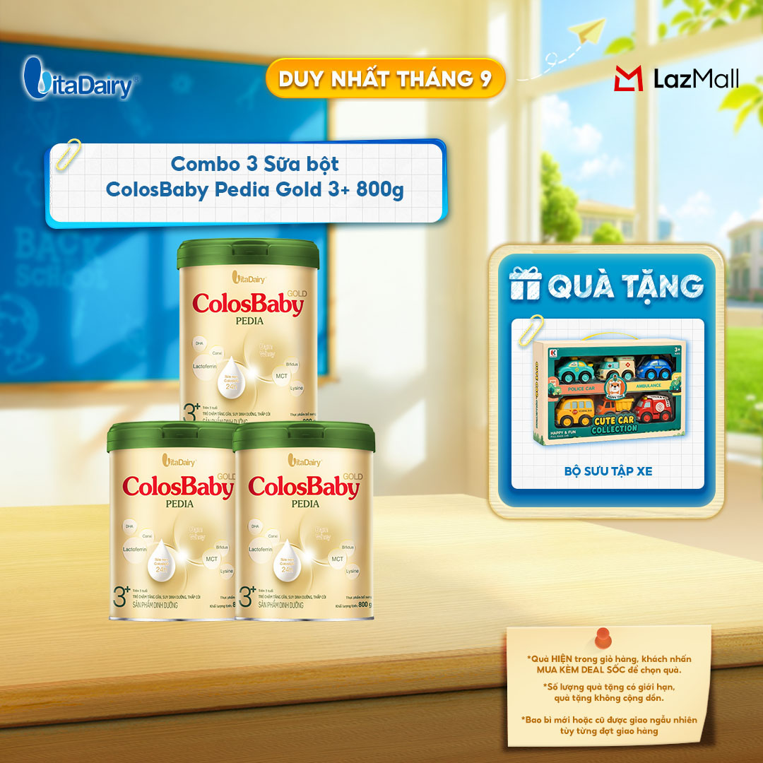 [COMBO 3 LON] Sữa bột ColosBaby Pedia Gold 3+ - Lon 800g