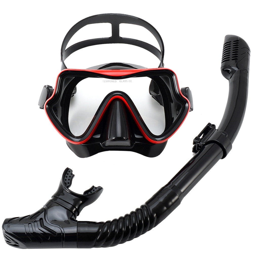 Dry Snorkel Set Panoramic Scuba Diving Mask For Adults Tempered Glass