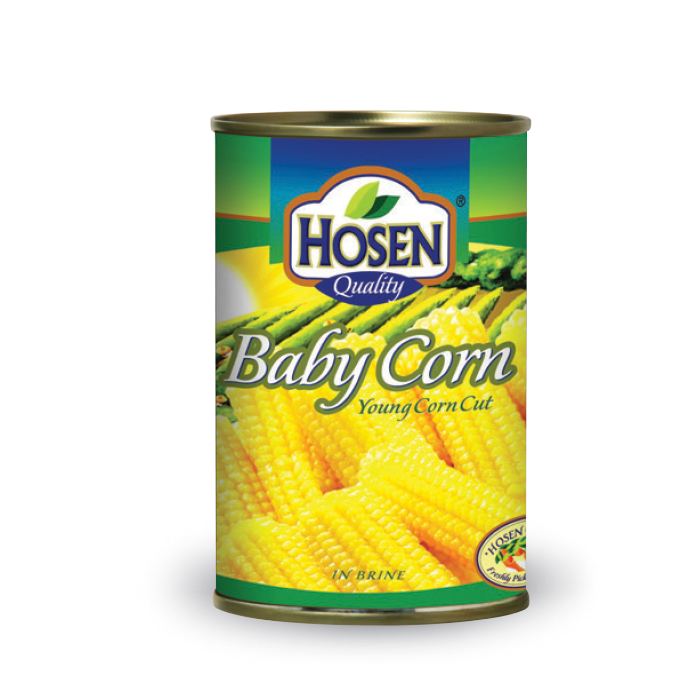 Băp Baby nguyên trái ngâm hiệu Hosen Baby Corn Ngô Non Ngâm, Giòn Ngon, Dùng Ngay & Trang Trí 425g