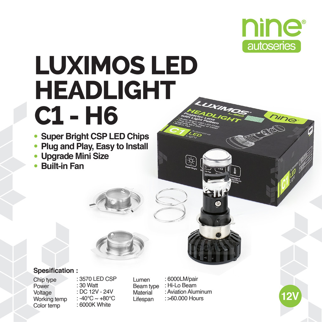 LUXIMOS Lampu Utama 30W H4 H6 Motor Bebek Mini Projector Biled Super Terang C1 - NINE AUTOSERIES Harga 154,900 rupiah*Gratis Ongkir