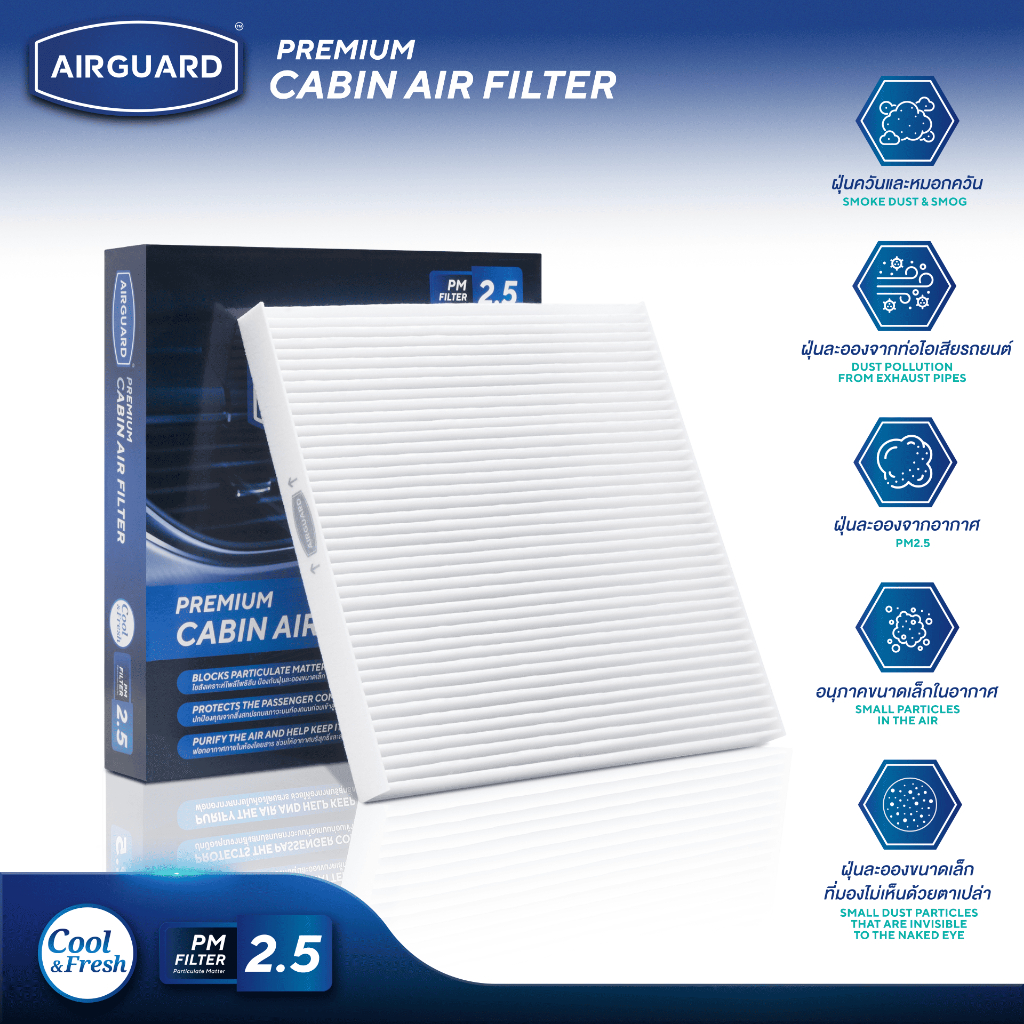 [Pm2.5] Airguard Air Filter for Nissan March / Almera / Navara / Terra (Choose According to Car Model) ราคา 189 บาท*ส่งฟรี