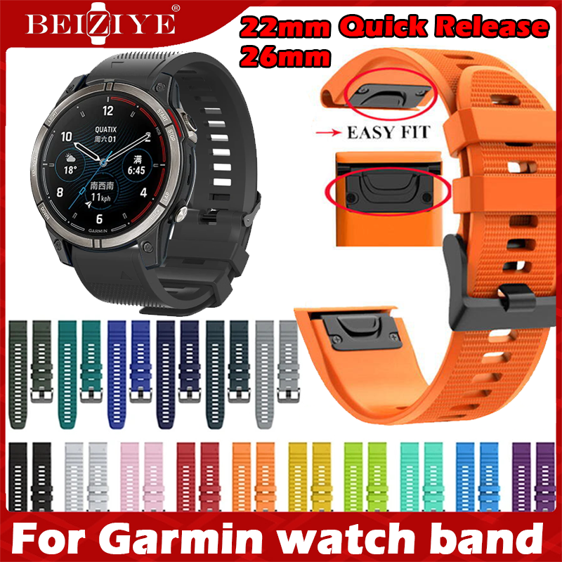 Dây đeo đồng hồ Quick Fit 26mm 22mm For Garmin Fenix ​​8 AMOLED 47mm 51mm Mip 51mm Fenix 7X 7 6X 6 Pro 5X Plus 3HR 955 945 Wristband Epix Gen 2 MK2i Tactix Descent G1 Solar Dây đeo tháo lắp nhanh Dây đeo cổ tay silicon Easyfit dễ dàng lắp đặt