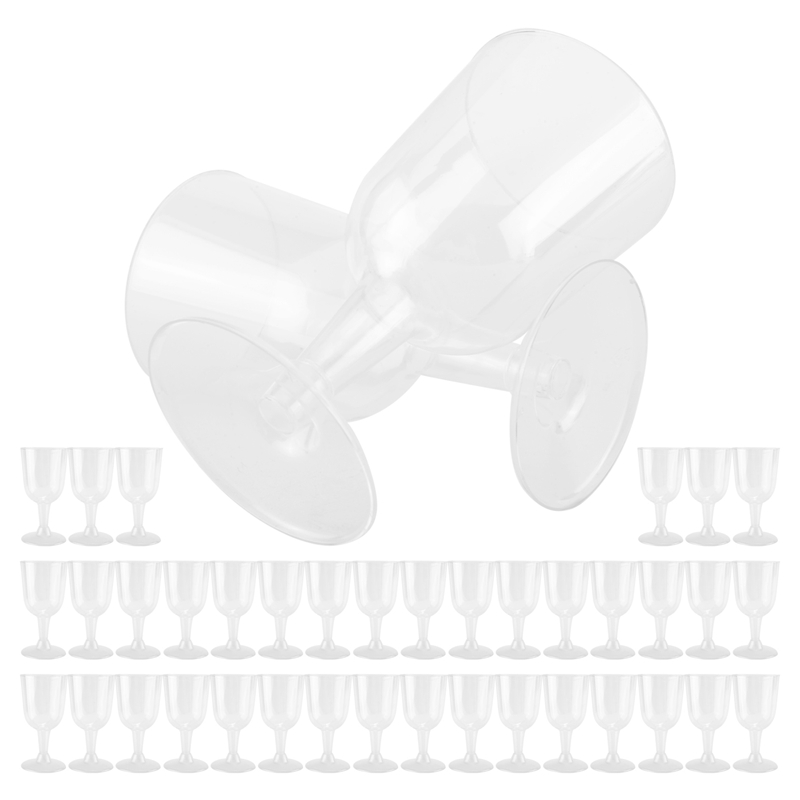 (PMNC) Clear Plastic Wine Glass Recyclable - Shatterproof Wine Goblet - Disposable & Reusable Cups for Champagne, Dessert