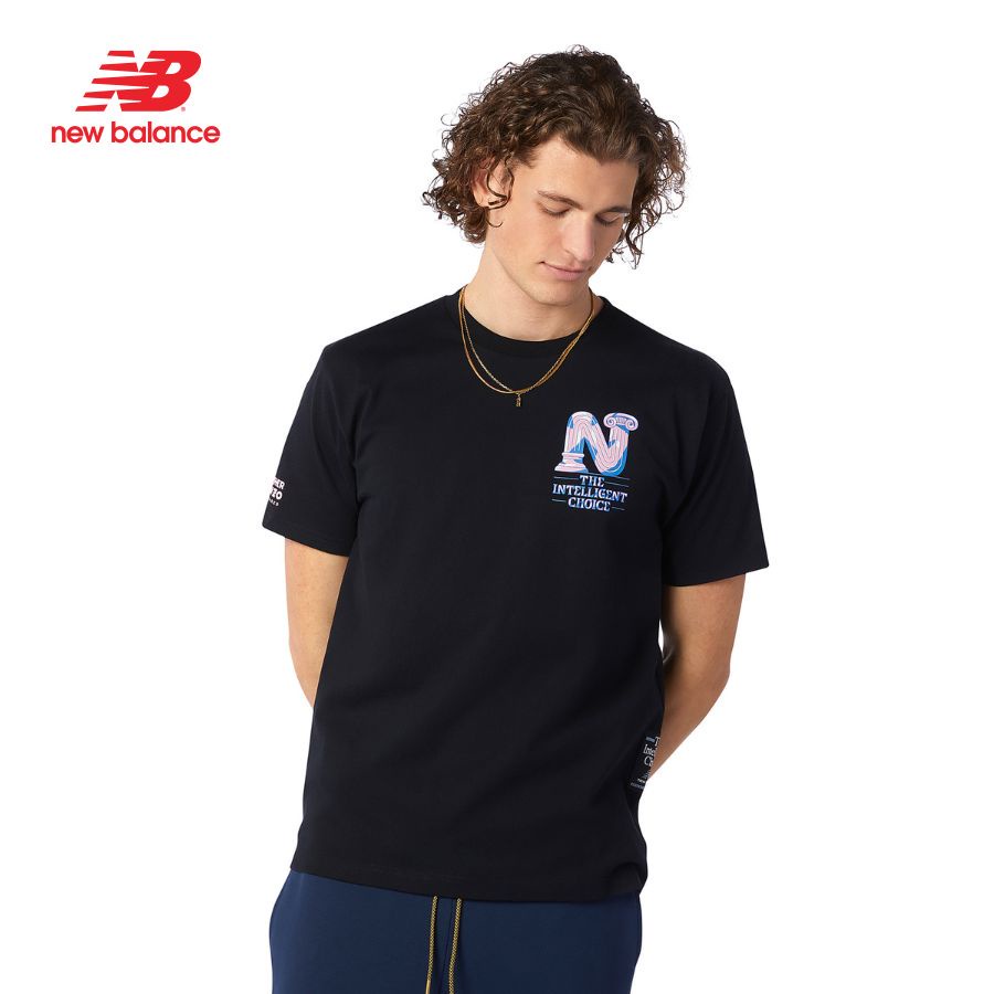 New balance áo thun tay ngắn nam athletics delorenzo mt13559bk