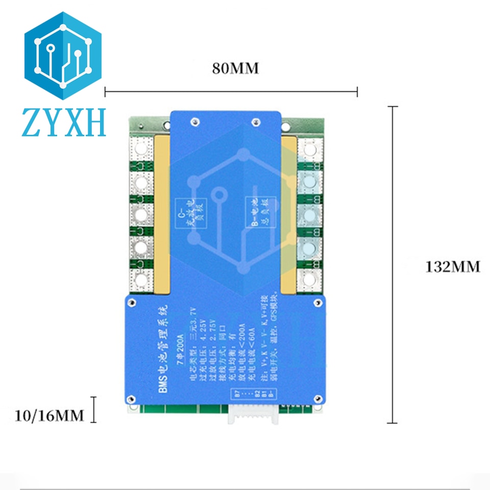 Bms 7s 25.2v 25.9v 29.4v 100a 150a 200a 3.6v/3.7v-4.2v lithium 18650/21700 gói pin bảng sạc bms cân 