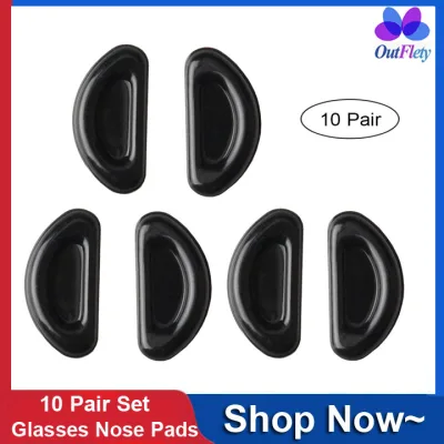 OutFlety 10 Pair D-shaped Non-slip Silicone Sunglasses Eyewear Glasses Nose Pads Set for Glasses Black Clear