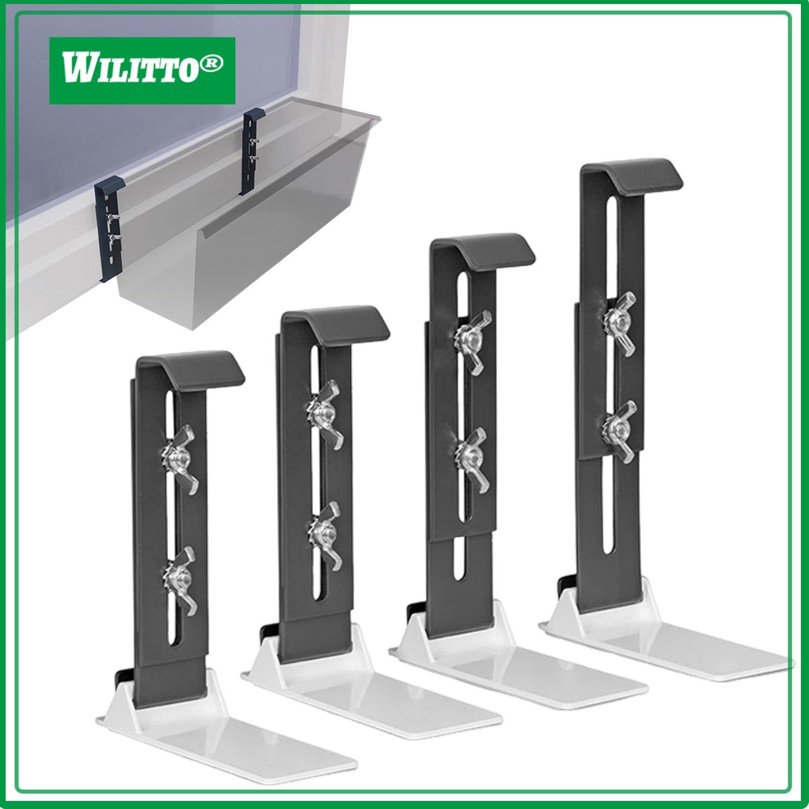 4 Pcs Window Box Brackets Heavy Duty Flower Box Brackets Adjustable Balcony Planter Holder for Deck Railing Balconies Window Box ราคา 1,084 บาท*ส่งฟรี