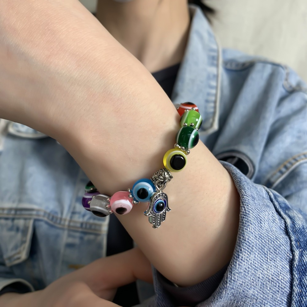 PULLBEAR Couple Charming Turkish Bead Friendship Lucky Women Bracelet Metal Korean Style Hand Chain Demon Eye Bracelet