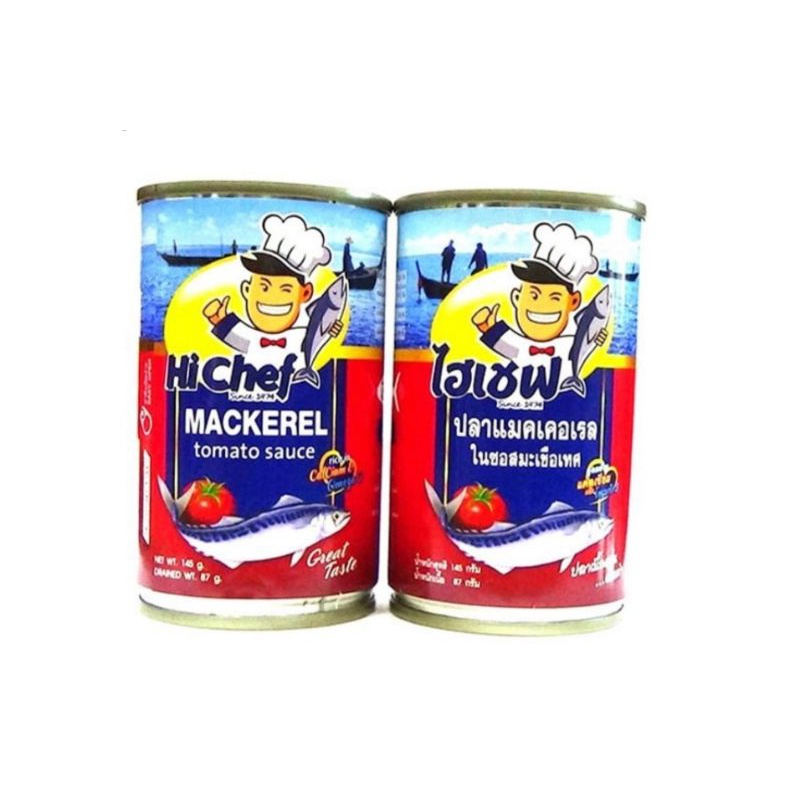 Combo 5 hộp Cá Mồi Sốt Cà Hichef Mackerel thá¡ Lan 145 gram
