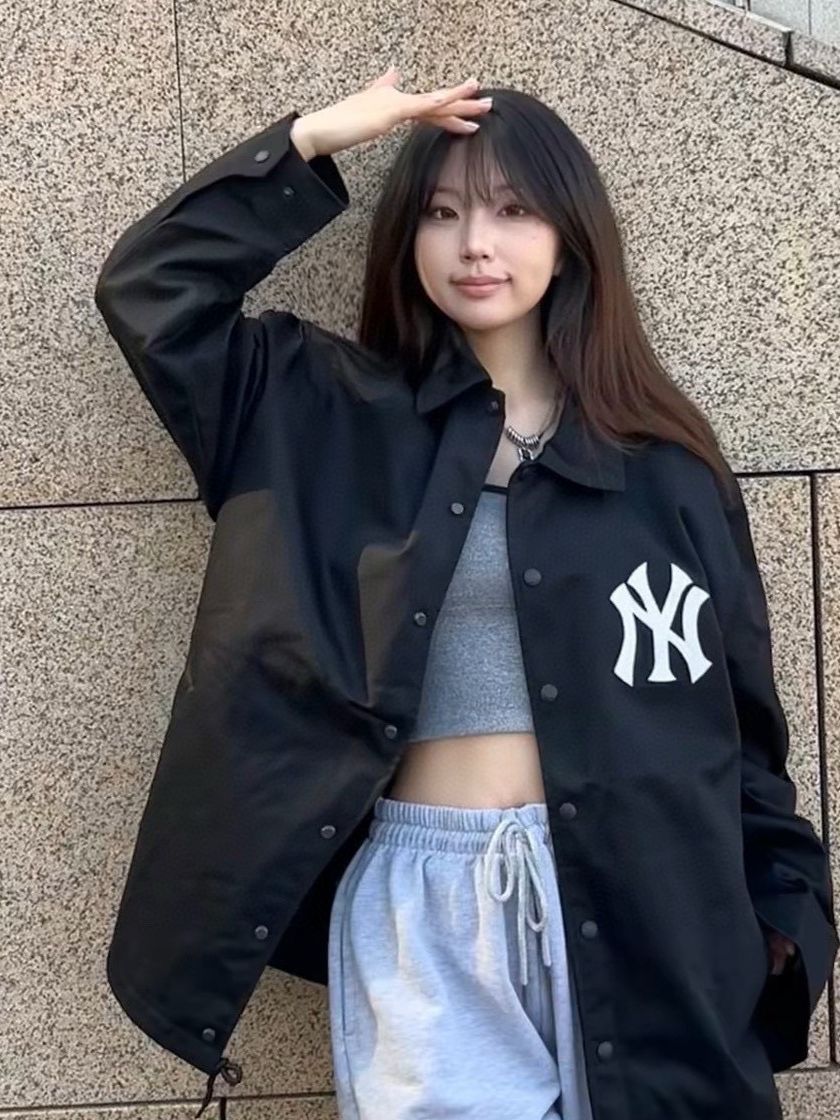 2023 Mẫu Mới Mùa Thu MLB Yankees NY Áo Khoác Nam Nữ Áo Khoác Cặp Đôi Vải Dệt Kim Thêu Áo Gió