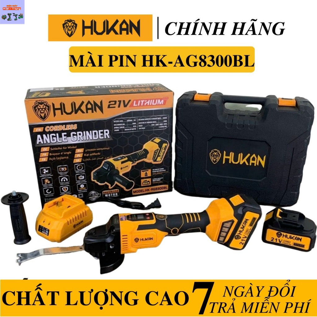 Máy mài pin HUKAN AG-BR8300bl động cơ không chổi than - Máy cắt cầm tay Hukan mạch 3 tốc độ Điện  má