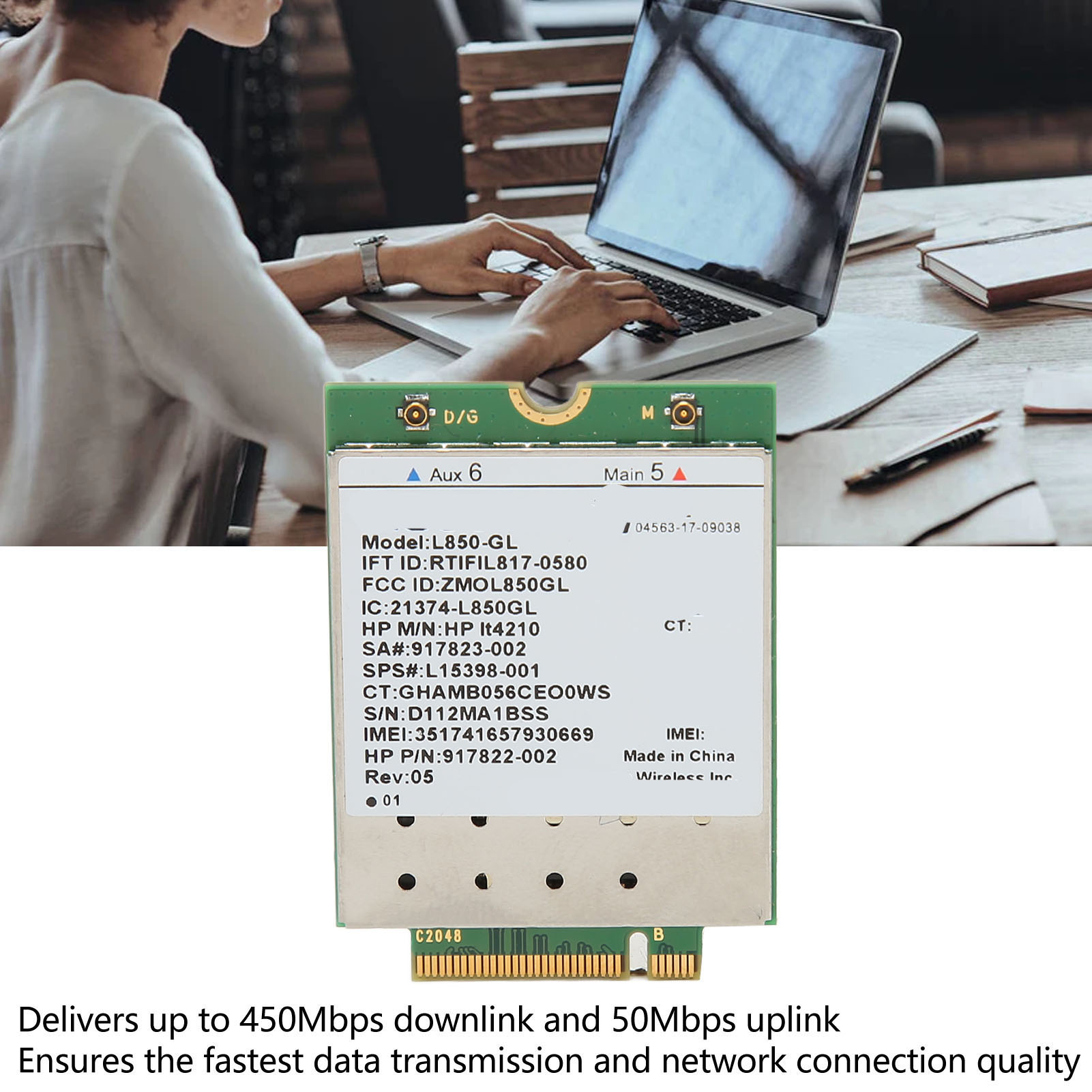 L850 GL it4210 mô-đun 4G LTE PC Mạng Bộ chuyển đổi thẻ đa băng tần tốc độ cao 450Mbps downlink hỗ trợ LTE FDD ổn định cho ZBook 14u G5 cho Probook 430 G5