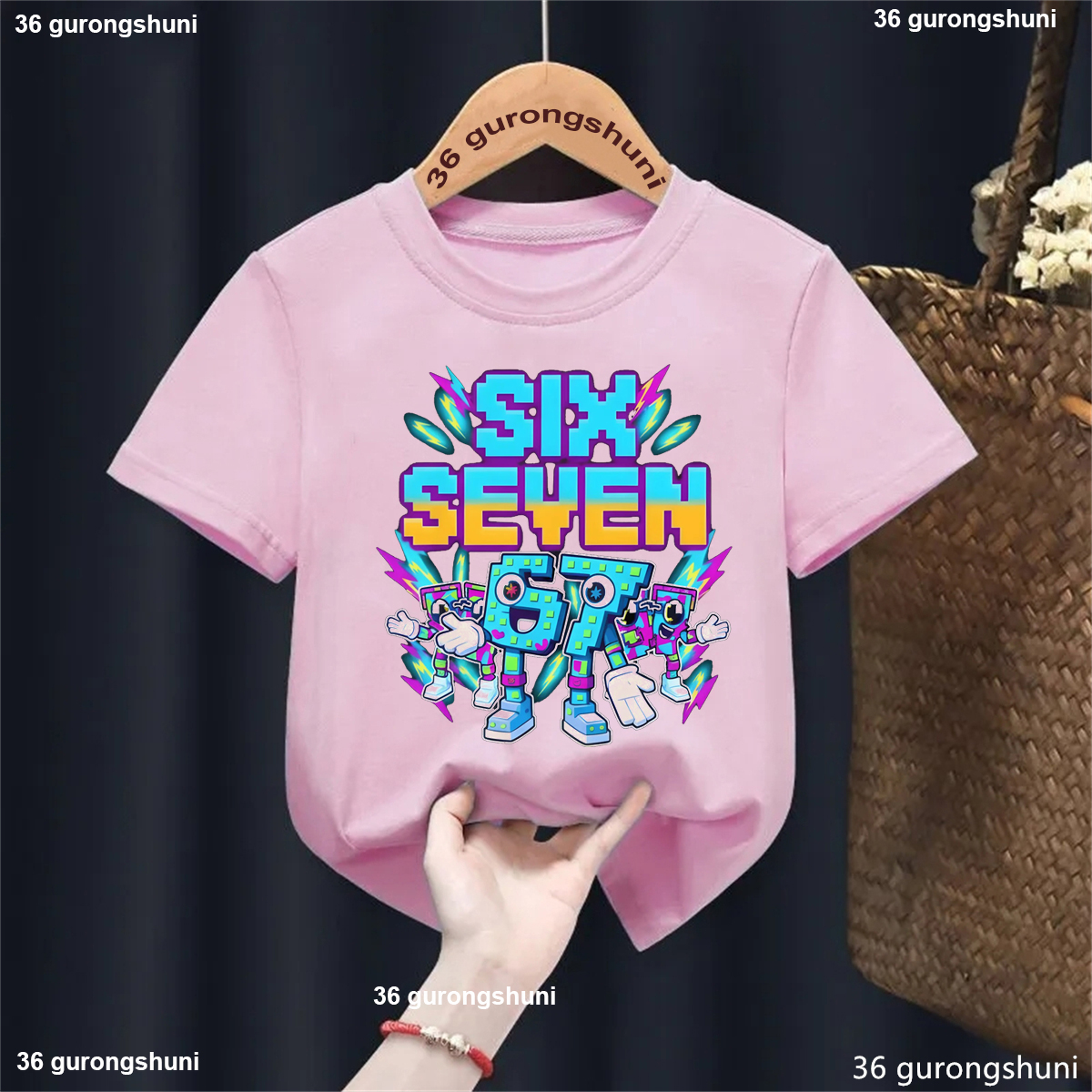 Italian Brainrot 67 Meme Building Blocks Printed T Shirt Girls/Boys Kawaii Kids Clothes White/Black/Pink/Blue/Red/Grey Tshirt - 1
