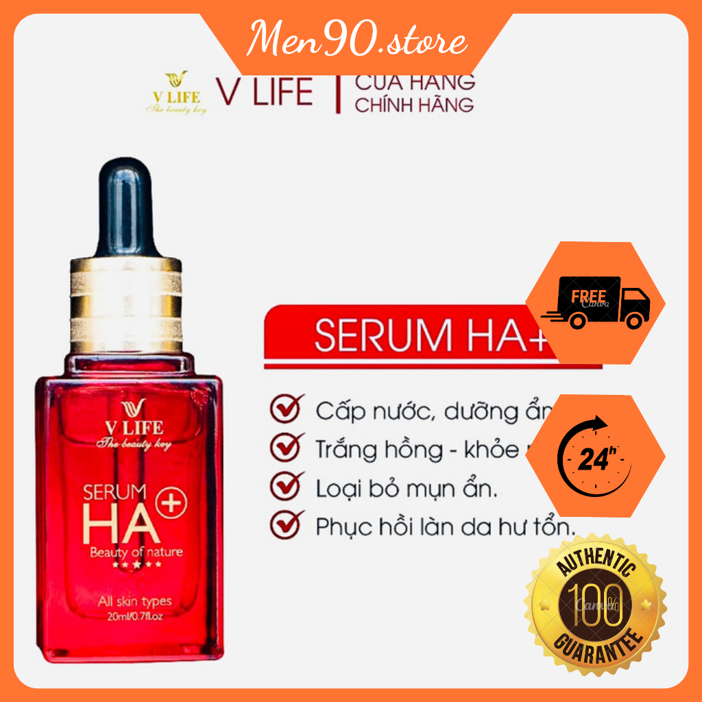 Serum HA Plus VLIFE Chính Hãng dưỡng ẩm trắng da có giấy bảo hành