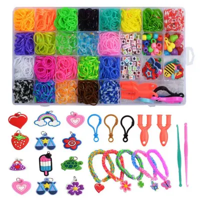 1500x Rubber Loom Bands Kit Rainbow Children DIY Toy Kids Make Woven Bracelet