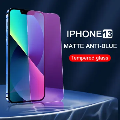 Anti UV Purple Blue Light Matte Frosted Tempered Glass For iPhone 13 12 11 Pro XS Max X XR 8 7 6 6s Plus SE 2020 Screen Protector
