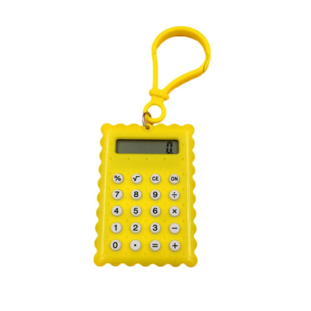 GGR Sáng Tạo Xách tay Nút Pin Biscuit Shaped Keychain Sinh viên Điện tử Máy tính Keyring Biscuit Tính Hình Máy Văn phòng phẩm Máy Tính điện tử - 3