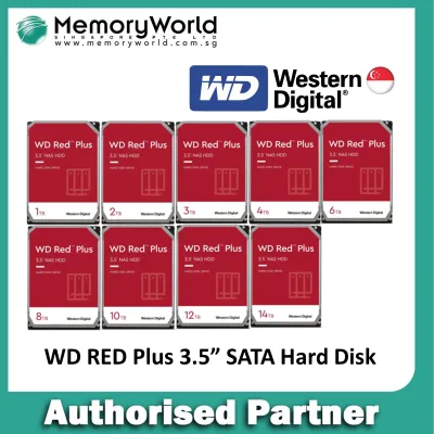 WD Red Plus NAS 3.5" Hard Disk, 1TB / 2TB / 3TB / 4TB / 6TB / 8TB / 10TB / 12TB. WD Singapore Local 3 Years Warranty **WD AUTHORISED PARTNER**