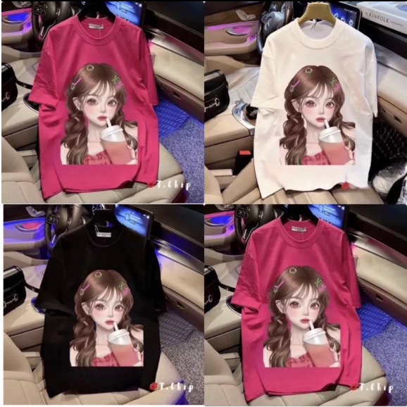 [ Hàng Chuẩn ] Áo Phông Hình Cô Gái Siêu Đẹp Siêu Hot.Cô Gái uống trà in bet to 3158 (kèm ảnh thật)