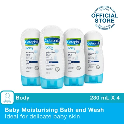 [BUNDLE OF 4] CETAPHIL BABY MOISTURISING BATH AND WASH WITH ALOE VERA AND ALMOND OIL 230ML