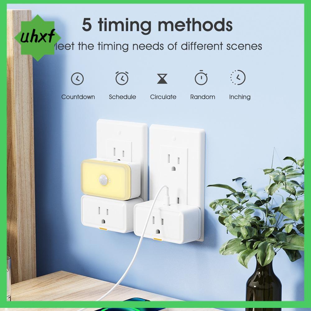 UHXF Trắng Phích cắm thông minh Di động Điều khiển từ xa Ổ cắm Wi-Fi gia đình thông minh Điều khiển giọng nói Phích cắm sạc