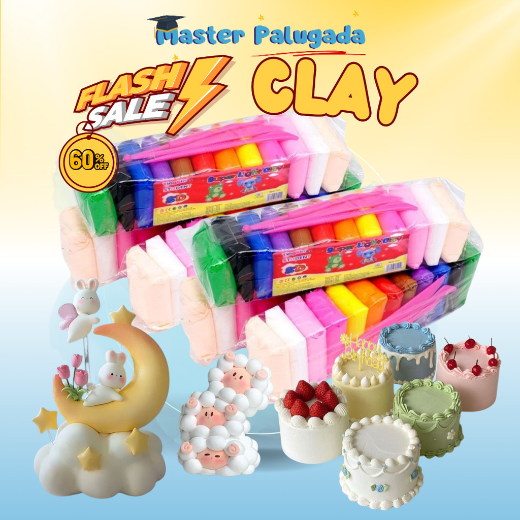 ( PAKET 10 SET ) Hemat Mainan Anak Clay Polymer isi 12 PCS Clime Set Soft Clay Dough 12 Warna Edukasi Kreatif / Clay Polymer Mainan Anak (12 pcs) Edukasi SLIME Clay Dough Colour Play / Jepalo Shop Makassar