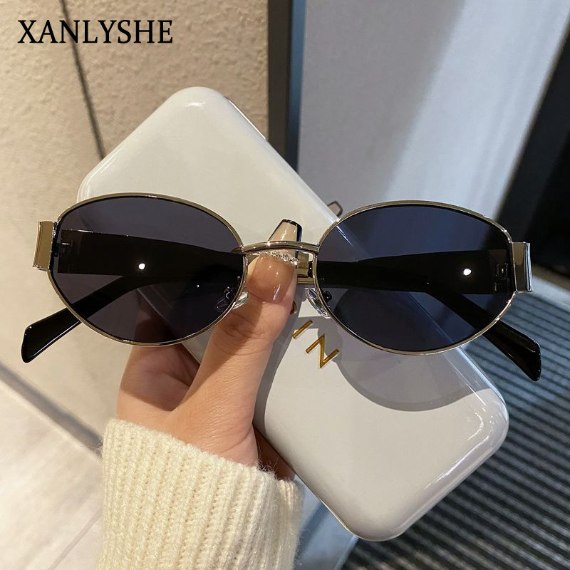 XANLYSHE แว่นตากันแดดทรงรีวินเทจสำหรับผู้หญิงแฟชั่นคลาสสิกโคมไฟป้องกัน UV400 ราคา 74 บาท*ส่งฟรี