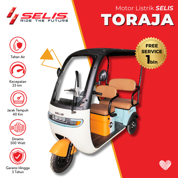 Selis Toraja Sepeda Listrik Roda 3 dengan Power Motor 500W Battery 48V 20Ah Harga 14,750,000 rupiah*Gratis Ongkir