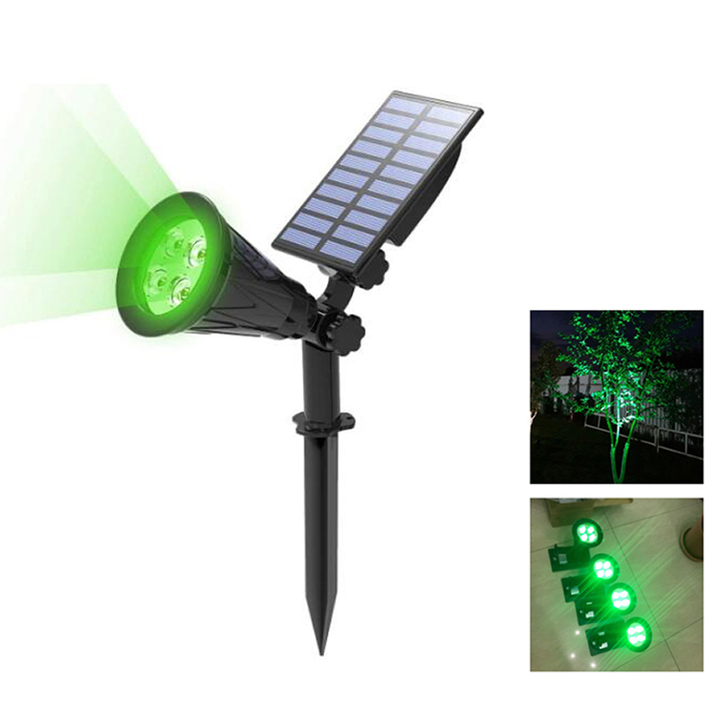 【】 4 Led Outdoor Solar Lights Adjustable Angle Lighting Waterproof Garden Ground Plug Lights For Garden Path Green Lighting