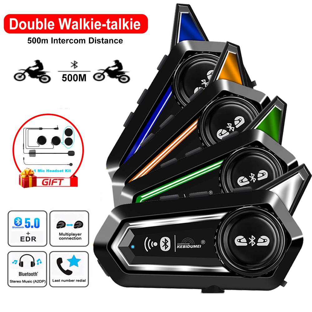 Mũ bảo hiểm xe máy Tai nghe Bluetooth liên lạc nội bộ rảnh tay intercomunicador 1000mAh Moto giảm tiếng ồn đèn LED cho 2 tay đua tai nghe