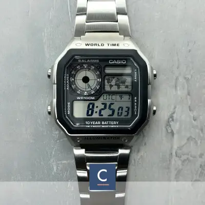 Casio Classic Silver Stainless Steel Strap Watch AE1200WHD-1A