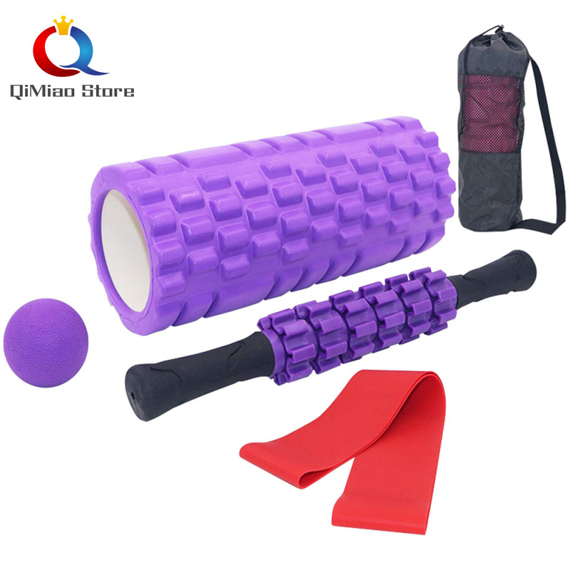Qimiao 5 trong 1 con lăn bọt biển thiết lập cho sâu mát xa cơ bắp điểm kích hoạt Con lăn bọt biển massage con lăn Bóng massage dây tập căng cơ cho toàn bộ thể dục cơ thể