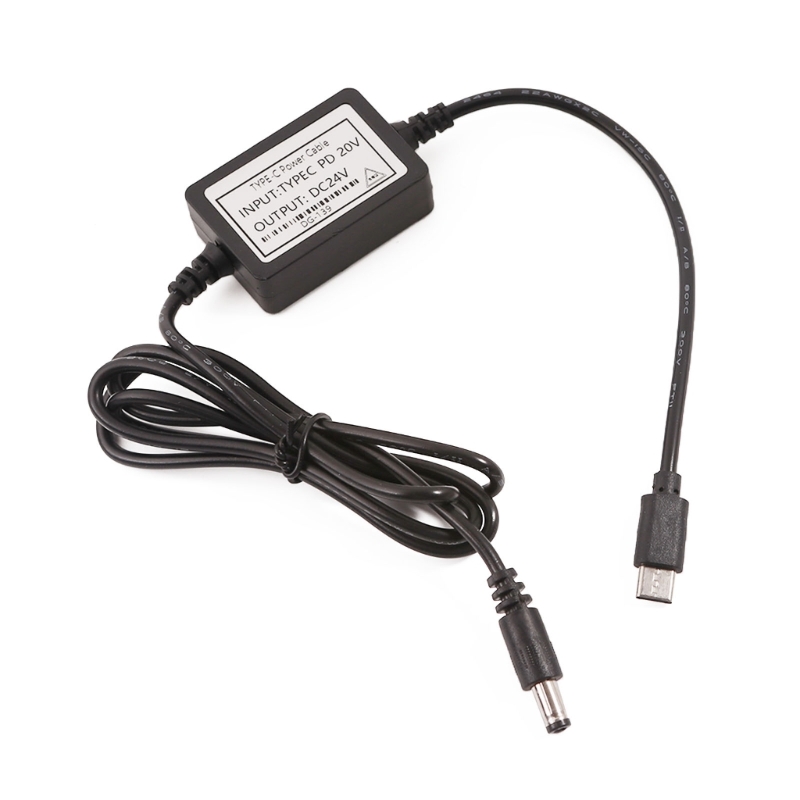 USB Type C toDC Power Cable PD12V 15V 20V to DC24V 5.5x2.1mm Output for Leds