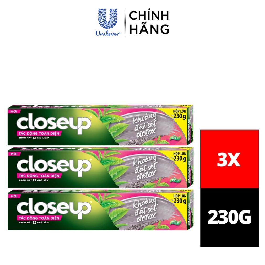 Chính hãng [HB Quà tặng không bán] Combo 3 Kem đánh răng Closeup Trà xanh & Khoáng đất sét 230g