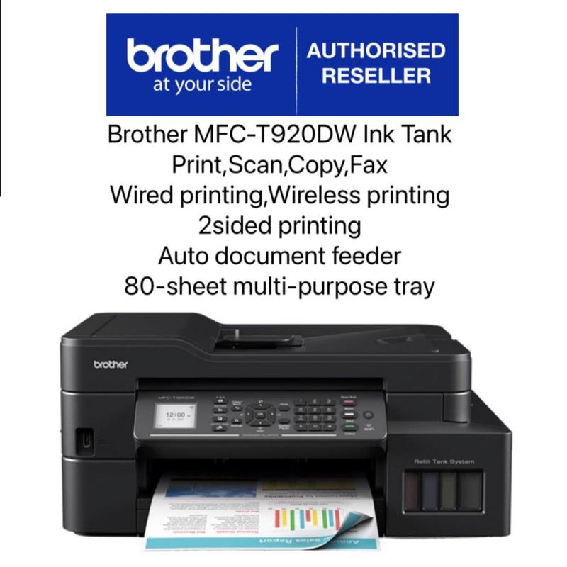 Brother MFC-T920DW Ink Tank Printer• Print | Scan | Copy | Fax • Wired/Wireless printing  • Duplex printing • 20-sheet Auto Document Feeder • 80-sheet multi-purpose tray  • 1.8-inch LCD screen Singapore