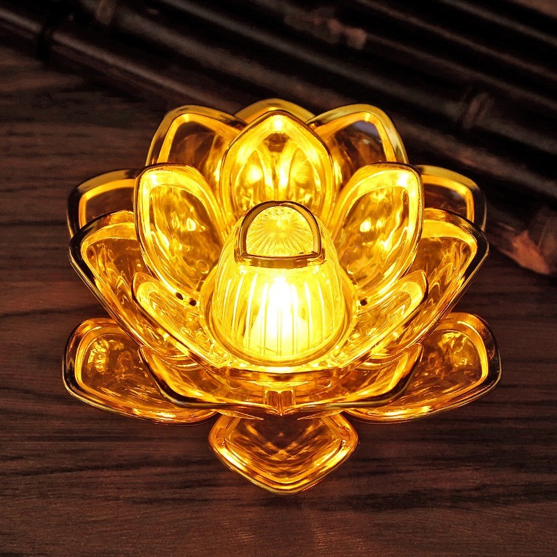 MLADEN Lotus Candle Lamp LED Buddha Lamp Ramadan Decor Lamp Table Decoration Battery Power 莲花灯